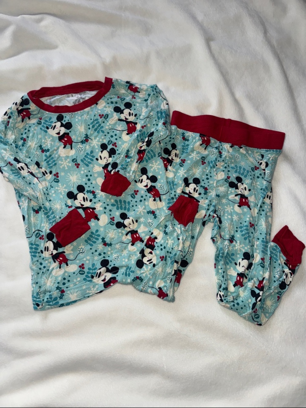 LittleSleepies Blue Mickey Mouse Winter two Piece Pajama Set 12/18 months